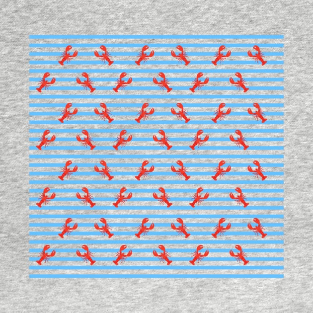 Lobster Pattern Blue Stripes #home #decor #summer #orange #animals #sea #beach #pattern by Kirovair